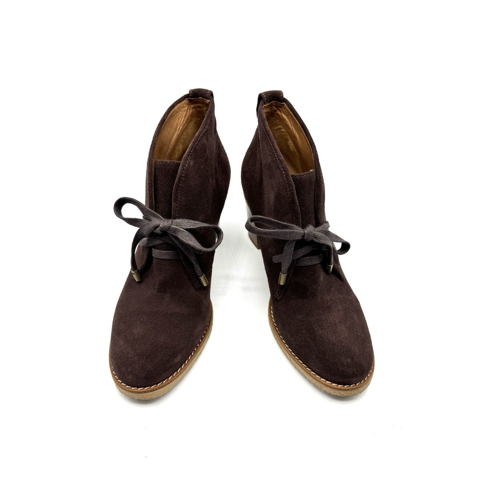 Coach Nikol Suede Heeled Lace Up Bootie Turnlock Detail Women’s Size 9b